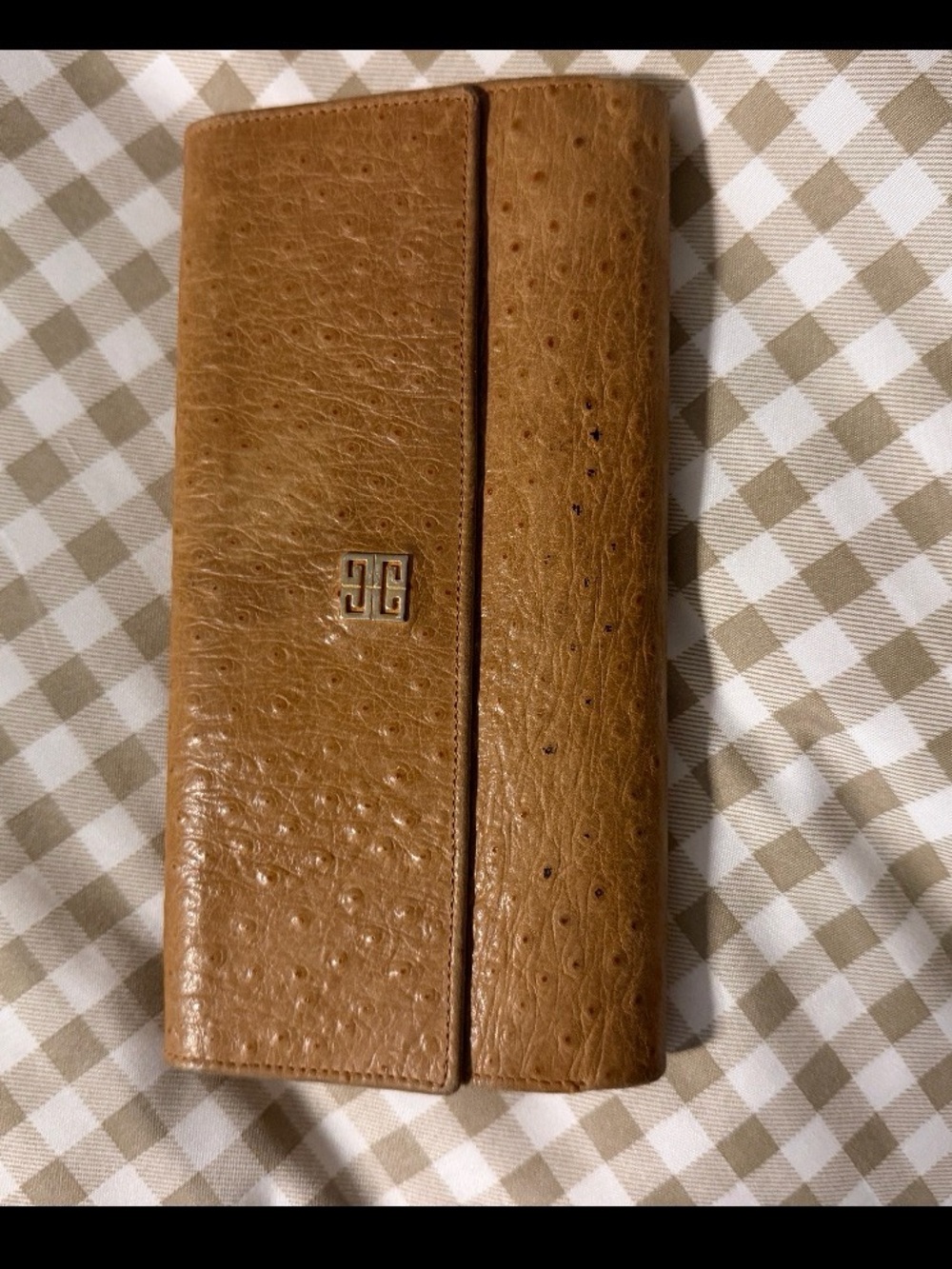 Givenchy Ostrich-Texture Long Wallet in Cognac Brown